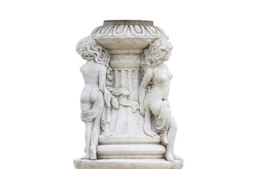 Old roman pillar isolated on white