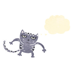 retro cartoon cat with thought bubble