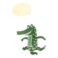 retro cartoon dancing crocodile