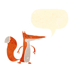 retro cartoon fox with speech bubble