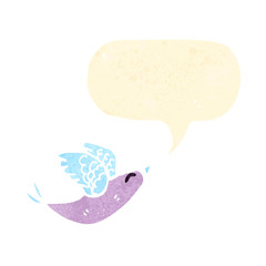 retro cartoon singing bird