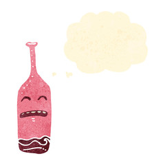 retro cartoon red wine bottle