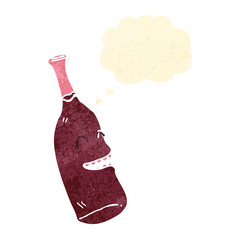 retro cartoon red wine bottle