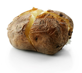 Baked potato isolated on white