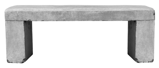 Concrete bench isolated on white background - obrazy, fototapety, plakaty