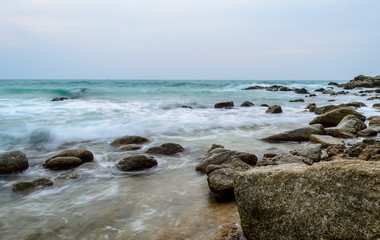 Sea stones at Surin beach Phuket in Thailand