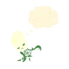 retro cartoon spooky skull monster