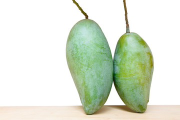 green mango on white background 