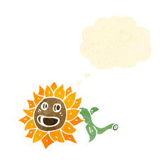 retro cartoon sunflower