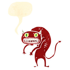 retro cartoon devil with speech bubble