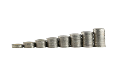 silver coin stack in concept of business growth.