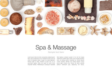 spa and massage elements on white background 