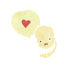 cartoon skull with love heart