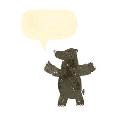 retro cartoon bear with speech bubble