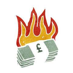 burning pound sterling cartoon
