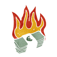 burning euros cartoon