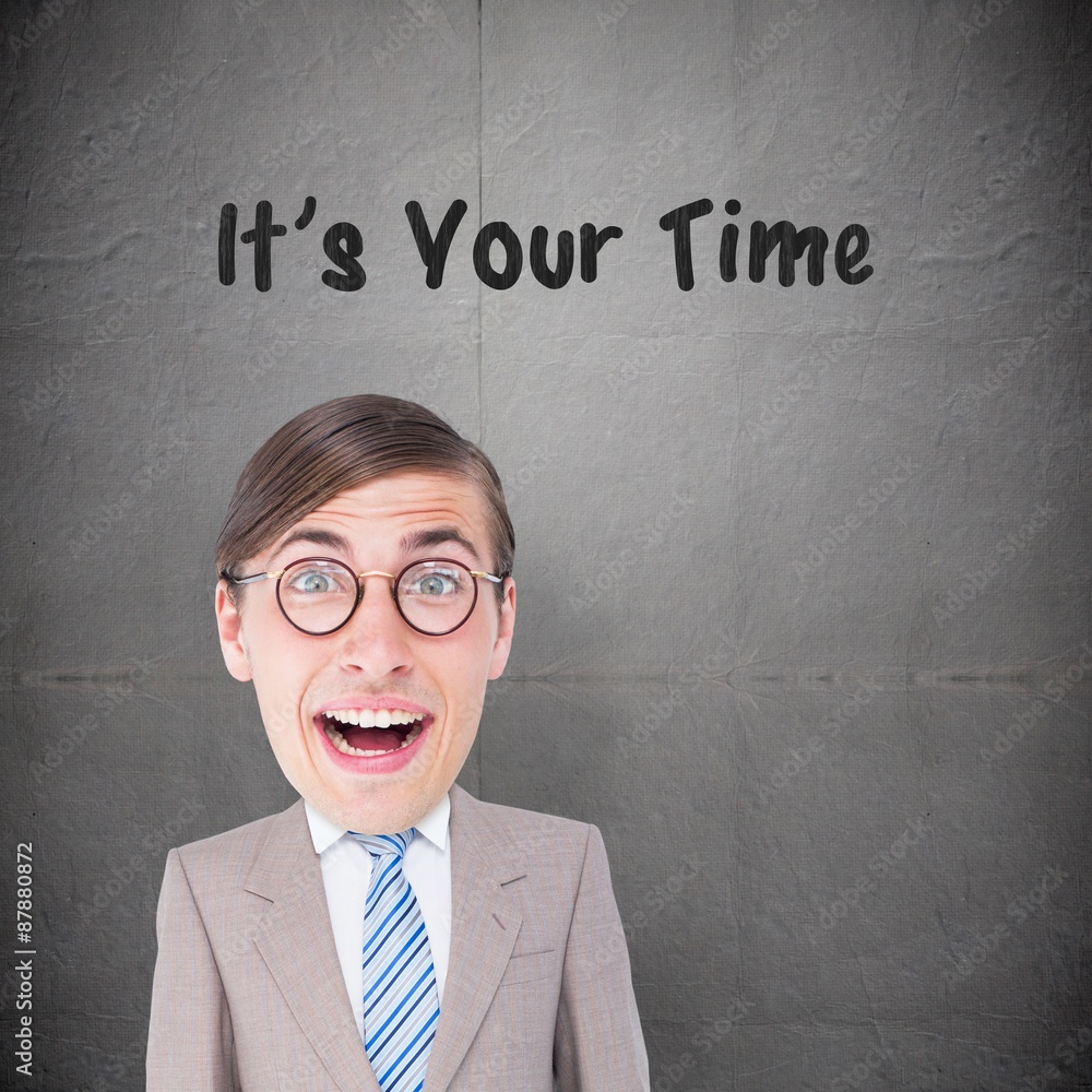 Poster composite image of geeky businessman