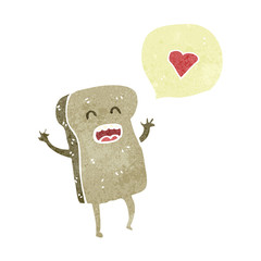 retro cartoon slice of bread character