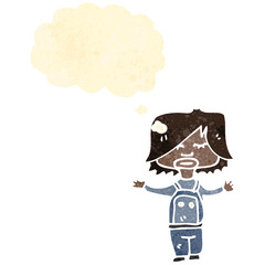 retro cartoon boy with thought bubble