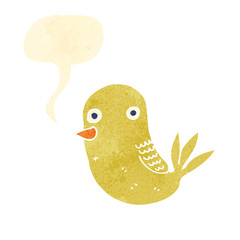 retro cute cartoon bird