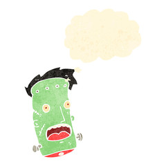 retro cartoon frankenstein monster head