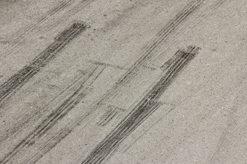 Tire marks on road track