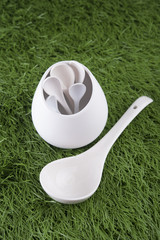 cutlery, spoons on the grass 