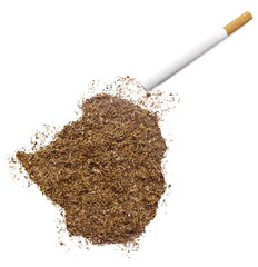 Tobacco shaped as Zimbabwe and a cigarette.(series)