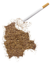Tobacco shaped as Bolivia and a cigarette.(series)