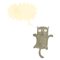 retro cartoon cat with speech bubble