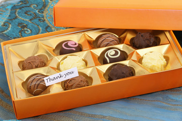 Thank you card with box of chocolates
