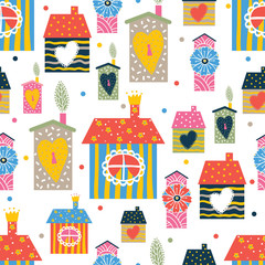 Home Sweet Home. Cute vector seamless pattern.