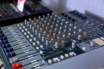 sound music mixer control panel close up