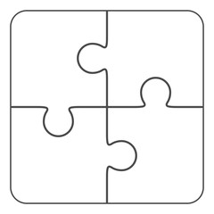 Jigsaw puzzle blank vector 2x2, four pieces