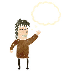 retro cartoon waving man