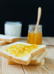 Breakfast with bread and jam