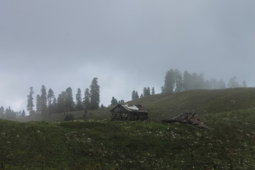 shepherd hut on mountains