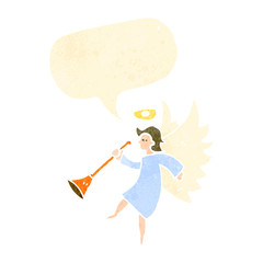 retro cartoon angel with trumpet