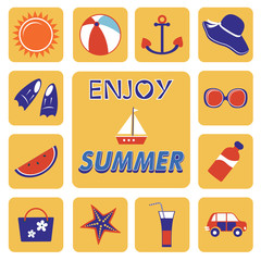 Colorful summer icons collection