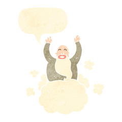 retro cartoon god on cloud