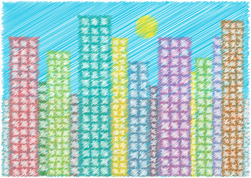 bright vector skyscrapers sketch
