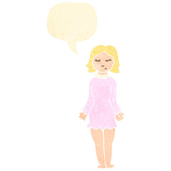 retro cartoon blond girl in night dress