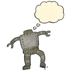 cartoon robot with thought bubble
