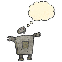 cartoon robot with thought bubble