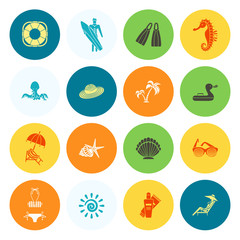 Summer and Beach Simple Flat Icons