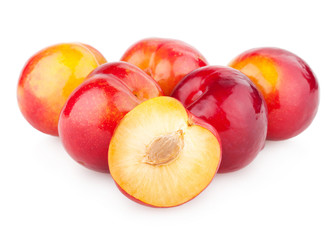 Plums isolated on white background