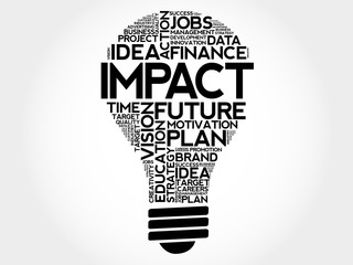 IMPACT bulb word cloud, business concept