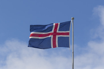 Icelandic Flag blowing in the wind