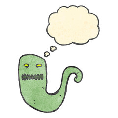 retro cartoon ghost with thought bubble