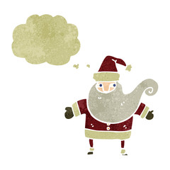 retro cartoon santa claus with thought bubble